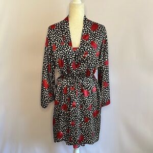 Cruz Floral Black and Red Women's Robe and Slip